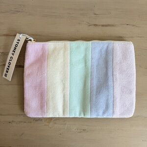 NWT Stoney Clover Lane Mermaid Rainbow Terry Color Block Flat Pouch